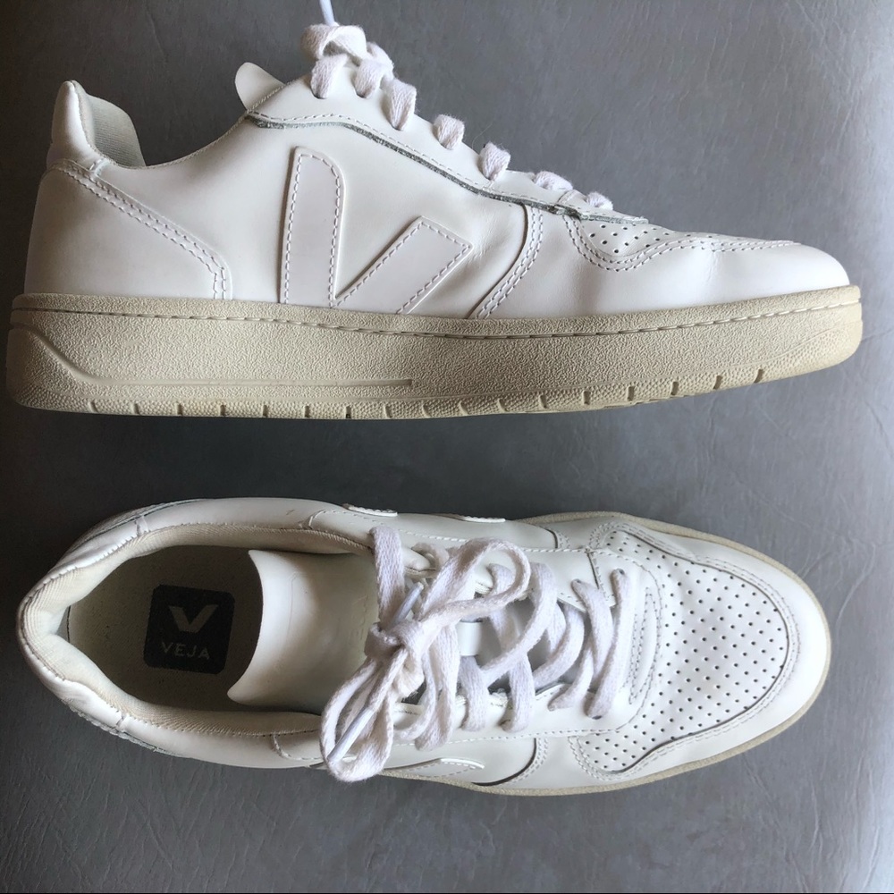 Veja Sustainable All-White V-10 Sneakers